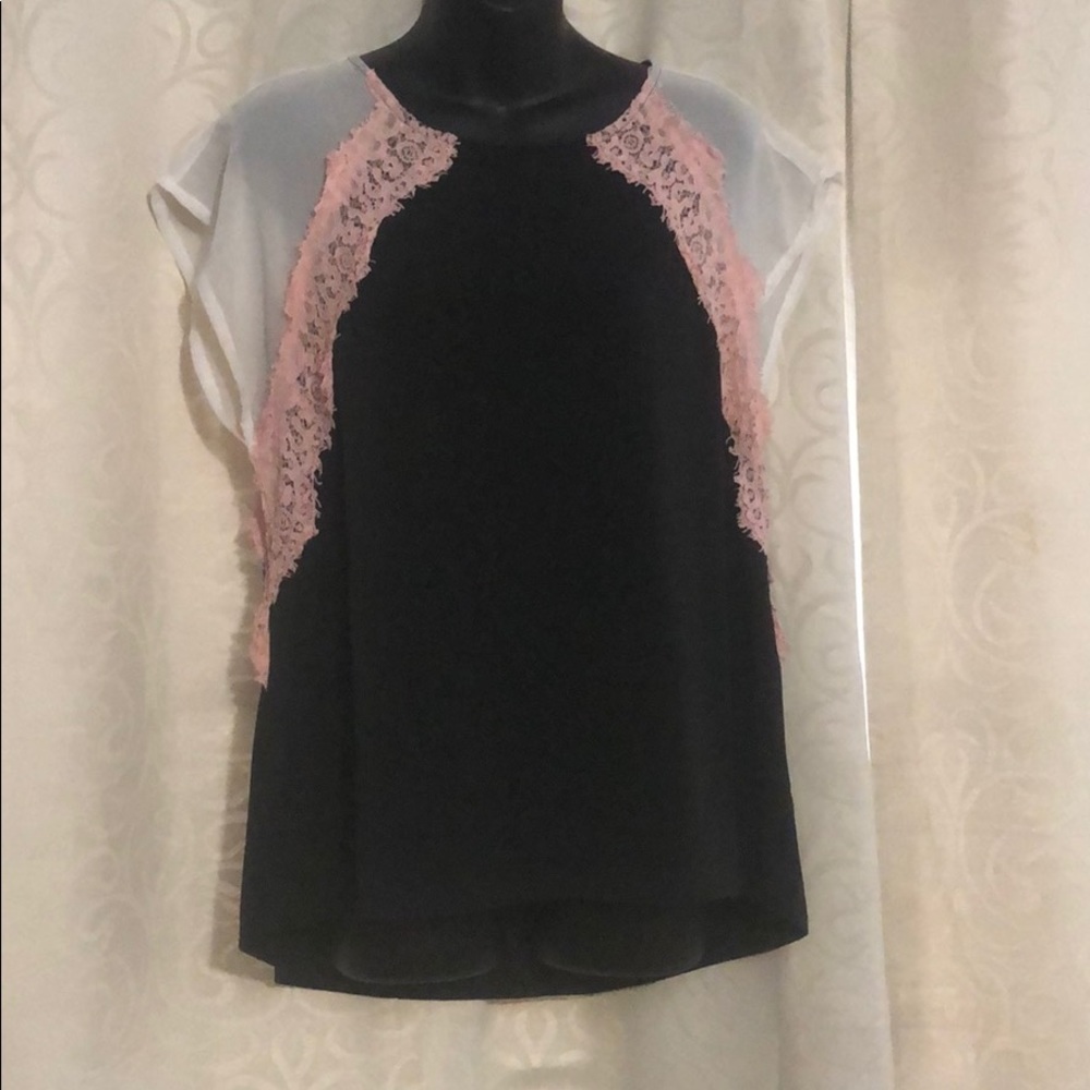 💕cute blouse💕 women’s large Black•pink•white